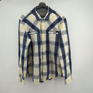 Ted Baker Shirt Mens 6 Plaid Button Up Long Sleeve Cotton Pockets Flip Cuff